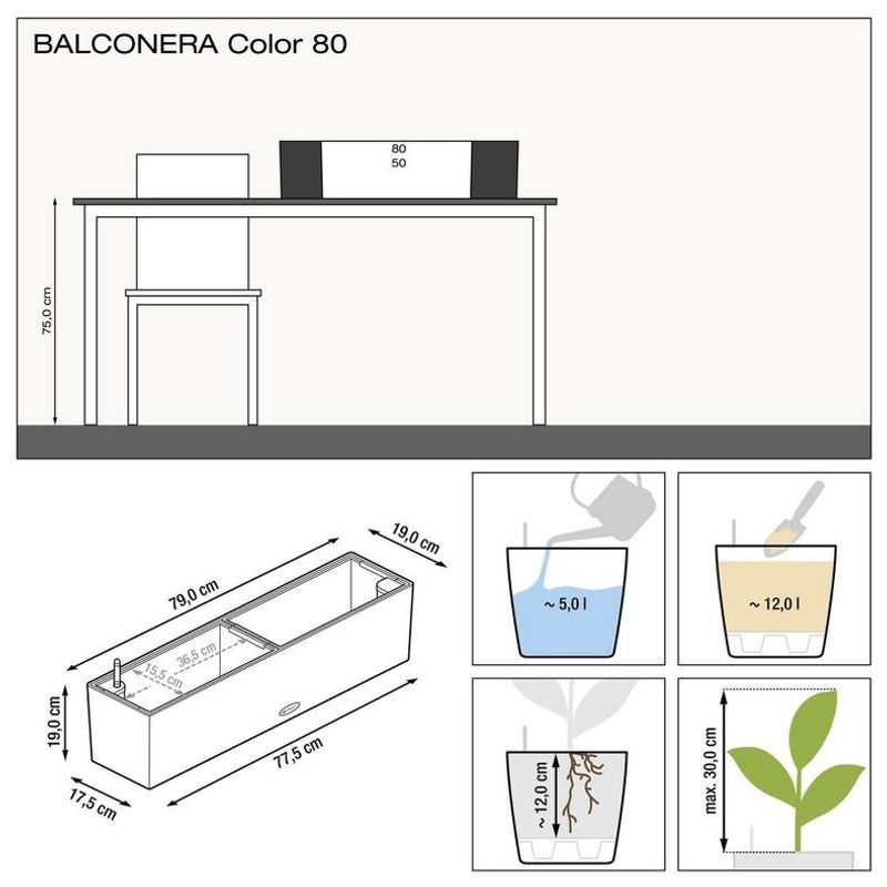 Balconera Color 80 'Pastel Green', Lechuza Balkongkasse