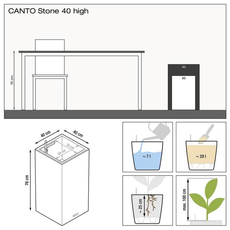 Canto Stone 40 High, Lechuza Blomsterpotte
