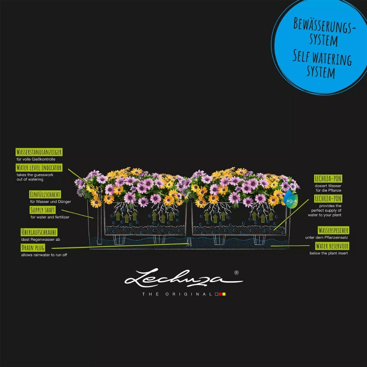 Balconera Color 100 'White', Lechuza Balkongkasse