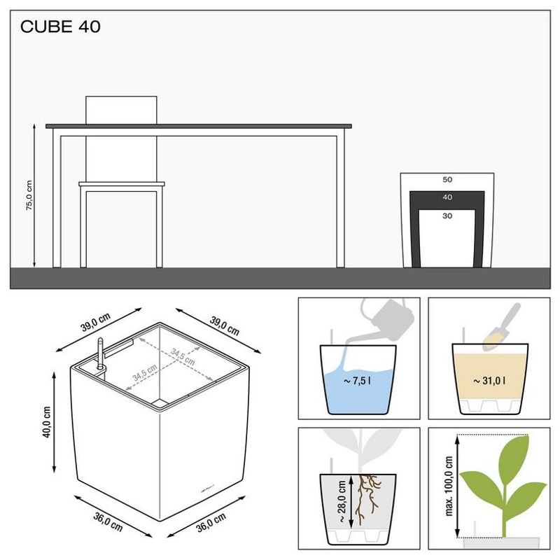 Cube Premium 40, Lechuza Blomsterpotte